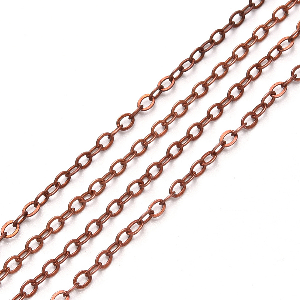 

PandaHall Brass Cable Chains, Soldered, with Spool, Flat Oval, Red Copper, 2.2x1.9x0.3mm, Fit for 0.6x4mm Jump Rings, about 32.8 Feet...