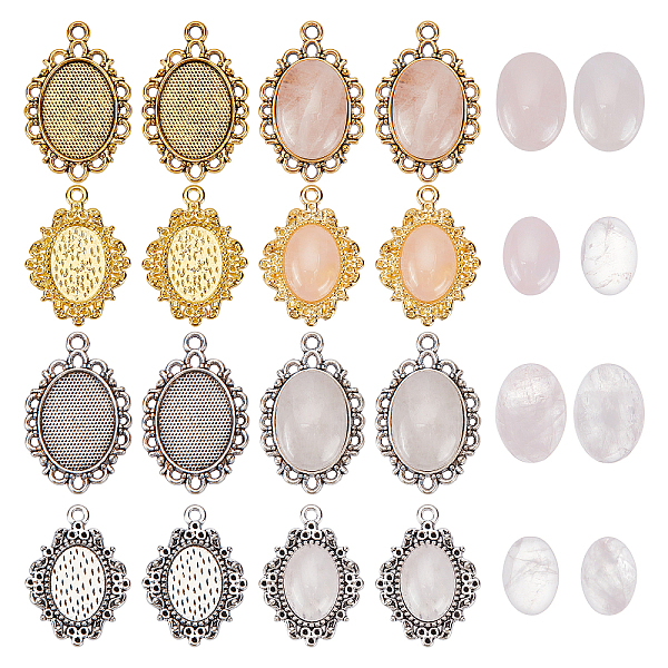 

PandaHall ARRICRAFT DIY Pendant Making Kit, Including Oval Alloy Pendant Cabochons Settings, Natural Rose Quartz Cabochons, Mixed Color..., Multicolor