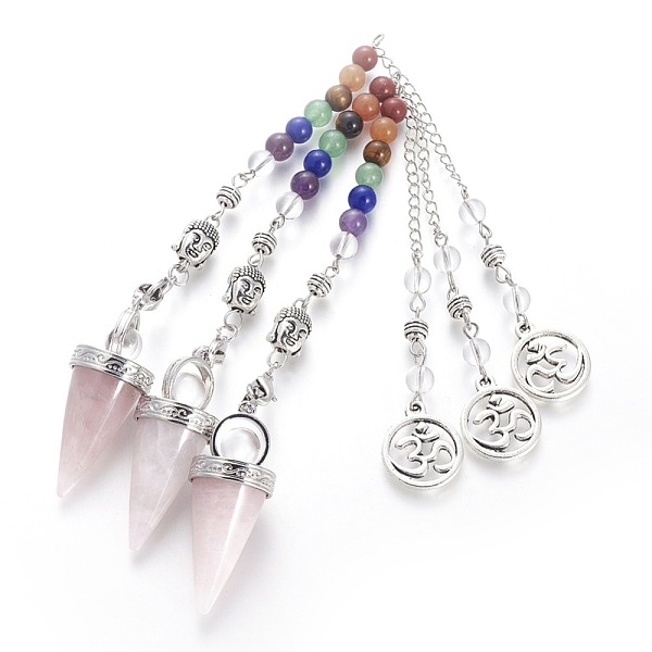 Gioielli Chakra Pendoli Da Rabdomanzia Con Cono Di Quarzo Rosa Naturale