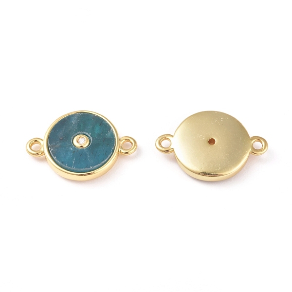 

PandaHall Natural Apatite Links connectors, with Golden Brass Findings and Cubic Zirconia, Long-Lasting Plated, Flat Round, 12x16.5x2.5mm...