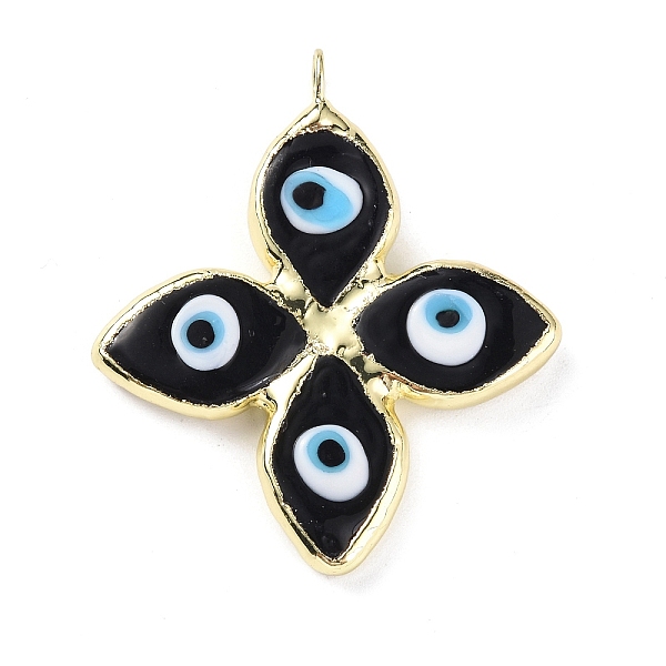 

PandaHall Handmade Lampwork Big Pendants, with Eco-friendly Ligh Gold Brass Findings, Long-Lasting Plated, Cadmium Free & Lead Free, 4-Petal..., Black