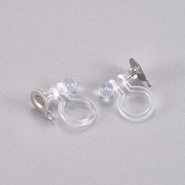 

PandaHall 304 Stainless Steel and Plastic Clip-on Earring Findings, Stainless Steel Color, 9x12x5mm, Hole: 1mm 304 Stainless Steel Clear