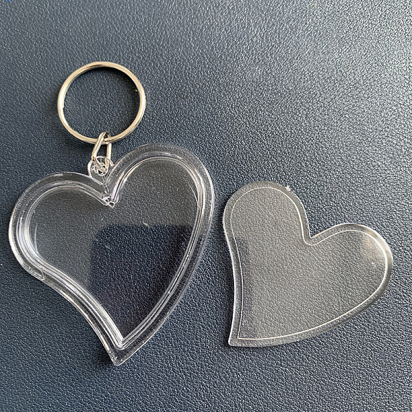

PandaHall Clear Photo Frame Blank Acrylic Keychains, with Split Key Rings, Heart, 6x5.7cm Acrylic Heart