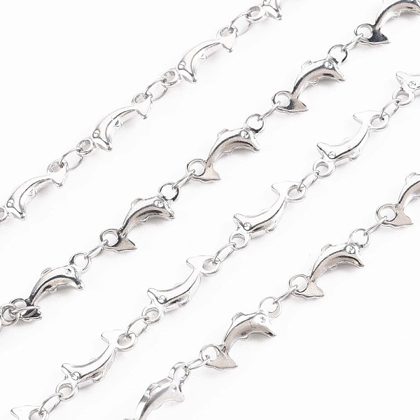 

PandaHall 201 Stainless Steel Dolphin & Oval Link Chains, Soldered, Stainless Steel Color, 12x5x2mm, about 3.28 Feet(1m)/Strand 201...