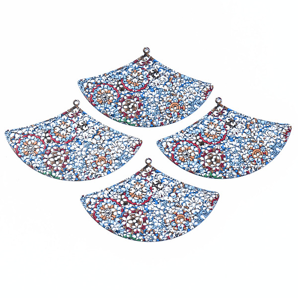 

PandaHall 430 Stainless Steel Big Pendants, Spray Painted, Etched Metal Embellishments, Flower Pattern, Fan, Dodger Blue, 34.5x55x0.6mm...