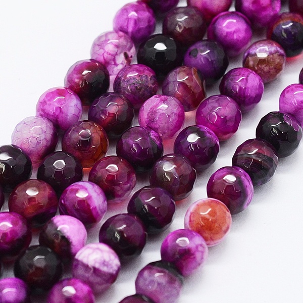 

PandaHall Faceted Natural Agate Beads Strands, Dyed & Heated, Round, Magenta, 6mm, Hole: 0.5mm, about 63pcs/strand, 14.4 inch(36.5cm)..., Pink