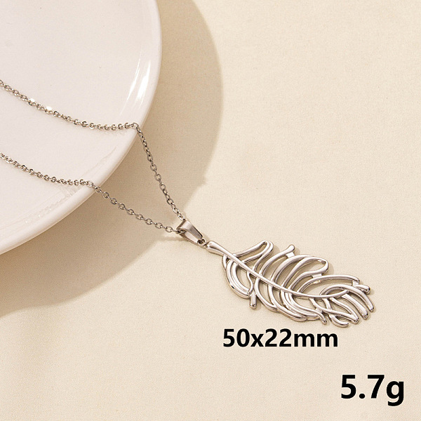 

PandaHall Stainless Steel Leaf Pendant Necklaces, Cable Chain Necklaces Stainless Steel Leaf