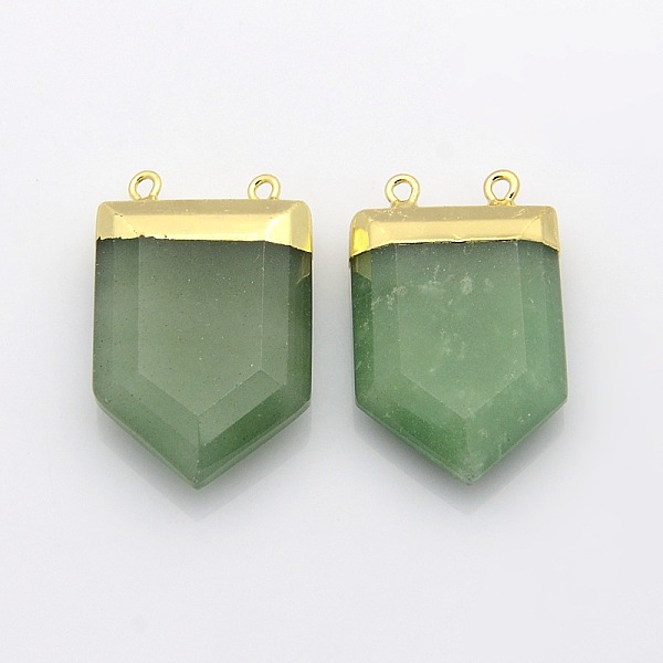 

PandaHall Gemstone Point Pendants with Golden Tone Brass Findings, Green Aventurine, 28~33x19~21x7mm, Hole: 2mm Green Aventurine Others