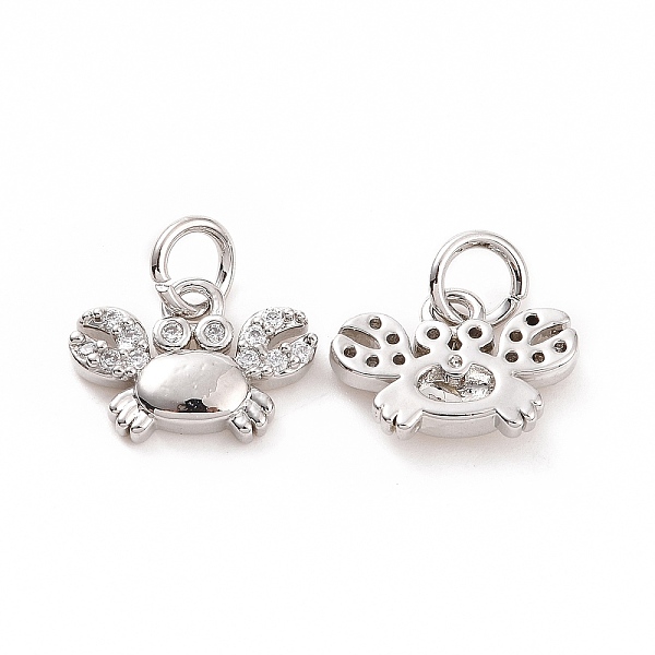 

PandaHall Brass Micro Pave Cubic Zirconia Pendants, with Jump Ring, Crab Charm, Platinum, 9x12x2mm, Hole: 3mm Brass+Cubic Zirconia Crab..., Clear