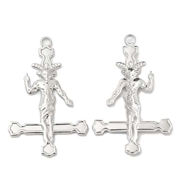 

PandaHall 304 Stainless Steel Pendants, Cross with Baphomet Charm, Stainless Steel Color, 43x27x2mm, Hole: 3mm 304 Stainless Steel Cross