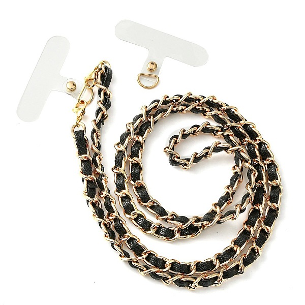 

PandaHall Alloy Chain with PU Leather Bag Straps, with TPU Mobile Phone Lanyard Patch, for Mobile Phone Accessories, Black, 110cm Alloy...