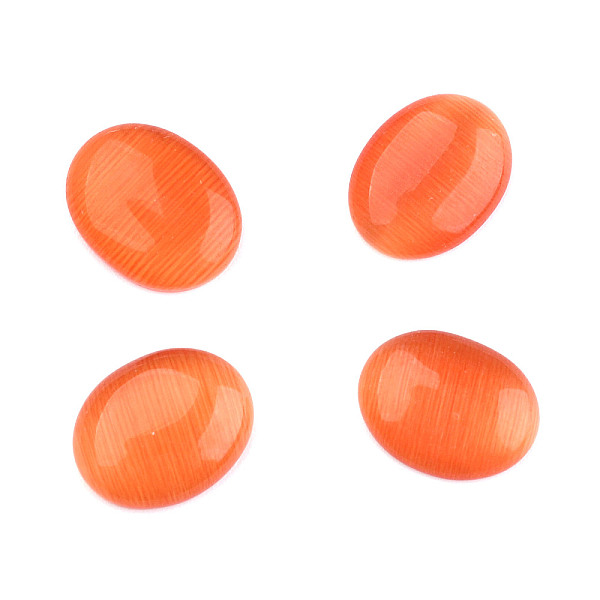 

PandaHall Cat Eye Glass Cabochons, Oval/Rice, Tomato, about 13mm wide, 18mm long, 4mm thick Glass Oval Red