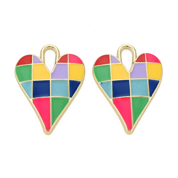 

PandaHall Rack Plating Alloy Enamel Pendants, Cadmium Free & Nickel Free & Lead Free, Heart, Light Gold, Yellow, 34.5x25.5x4mm, Hole: 3.5mm...