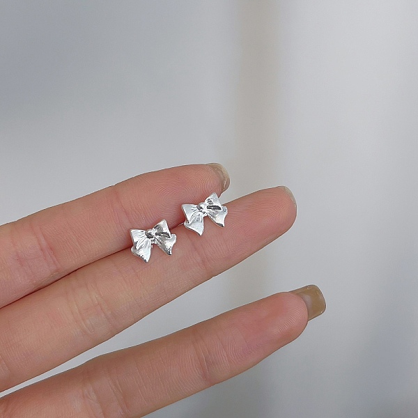 

PandaHall Alloy Earrings for Women, with 925 Sterling Silver Pin, Bowknot, 10mm Alloy Bowknot
