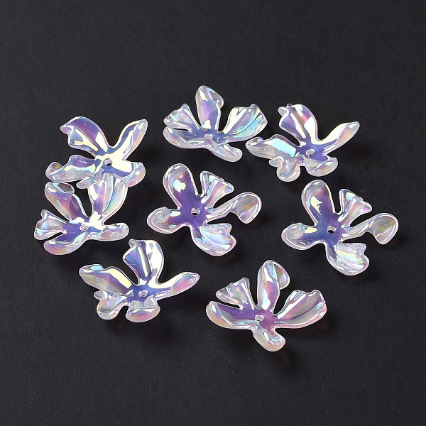 

PandaHall Rainbow Iridescent Plating Acrylic Bead Caps, 5-Petal, Flower, Colorful, 21x20x5mm, Hole: 1.5mm Acrylic