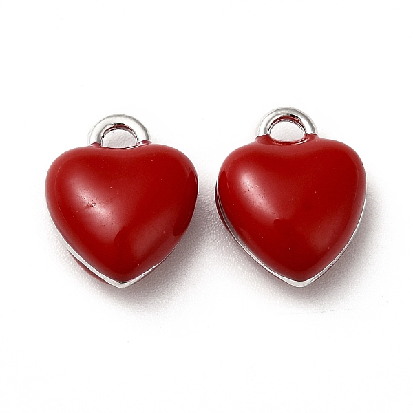 

PandaHall Rack Plating Alloy Enamel Charms, Cadmium Free & Lead Free, Platinum, Heart Charms, Dark Red, 13.5x11x6.5mm, Hole: 2.2mm...