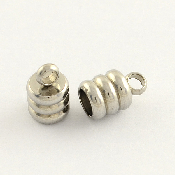 

PandaHall 201 Stainless Steel Cord Ends, End Caps, Stainless Steel Color, 9x6mm, Hole: 2mm, Inner Diameter: 4mm 201 Stainless Steel