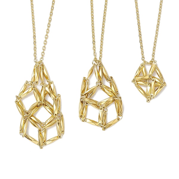 

PandaHall 3 Pcs Crystal Stone Cage Pendant Necklaces, 304 Stainless Steel Cable Chains Necklaces, Golden, 17.60~29.25 inch(44.7~74.3cm) 304...