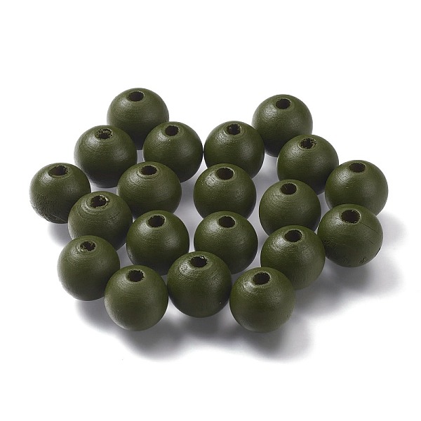 

PandaHall Painted Natural Wood Beads, Round, Olive, 16mm, Hole: 4mm Schima Wood Round Green