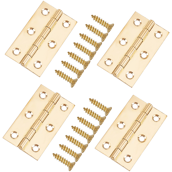PandaHall GORGECRAFT 4 Sets Brass Door Hinges 1.97'' Folding Hinges with 24Pcs Screws Polished Golden Ball Bearing Hinges Connectors for...
