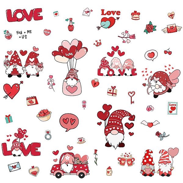 PandaHall 8 Sheets 8 Styles Valentine's Day PVC Waterproof Wall Stickers, Self-Adhesive Decals, for Window or Stairway Home Decoration...