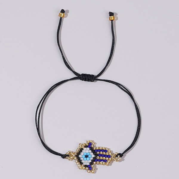 

PandaHall Colorful Beaded Woven Palm Eye Bracelet Ethnic Style Gift for Friend Glass