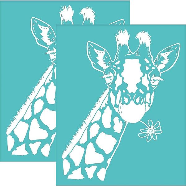 

PandaHall OLYCRAFT 2pcs Self-Adhesive Silk Screen Printing Stencil Giraffe Pattern Reusable Silkscreen Stencil Washable Mesh Transfers..., Green