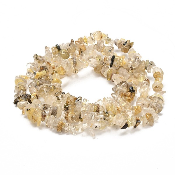 

PandaHall Natural Rutilated Quartz Beads Strands, Chip, 5.5~18x3~6x1.5~7mm, Hole: 1mm, 33.07~33.46 inch(84~85cm) Rutilated Quartz Chip