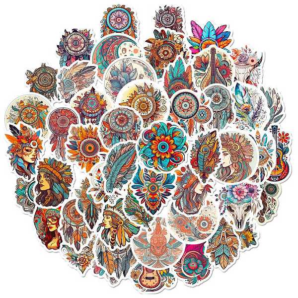 

PandaHall Paper Sticker, for DIY Scrapbooking, Craft, Bohemian Style, Mixed Color, 48~56.5x31.5~47.5x0.1mm, 50pcs/bag Paper Mixed Shapes..., Multicolor
