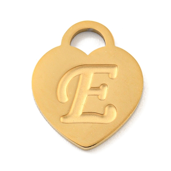 

PandaHall Ion Plating(IP) 304 Stainless Steel Pendants, Laser Cut, Heart with Letter Charm, Golden, Letter E, 15x12x1mm, Hole: 3x3.5mm 304...