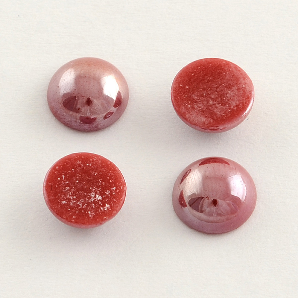 

PandaHall Pearlized Plated Opaque Glass Cabochons, Half Round/Dome, FireBrick, 3x1mm Glass Half Round Red