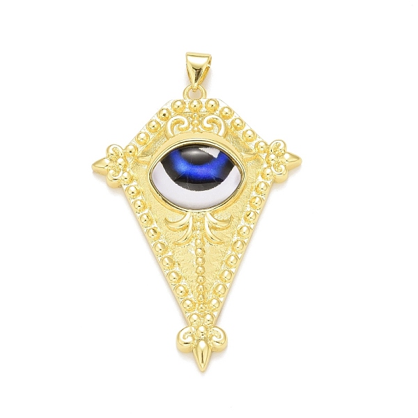 

PandaHall Glass Pendants, with Brass Findings, Cadmium Free & Nickel Free & Lead Free, Long-Lasting Plated, Real 18K Gold Plated, Rhombus..., Blue