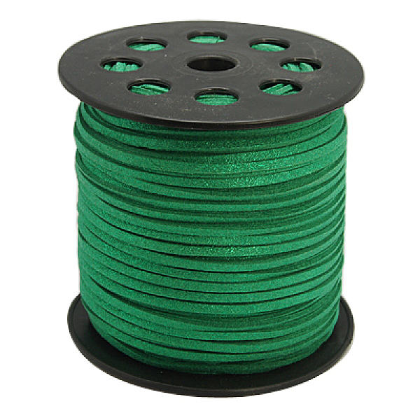 

PandaHall Glitter Powder Faux Suede Cord, Faux Suede Lace, Sea Green, 3mm, 100yards/roll(300 feet/roll) Faux Suede+Glitter Powder Green