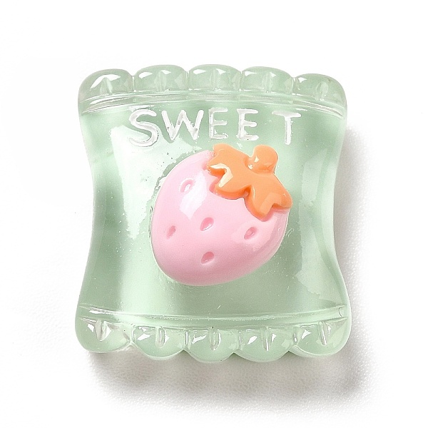 

PandaHall Transparent Resin Cabochons, Candy with Strawberry, Green, 18.5x16x9mm Resin Candy Green
