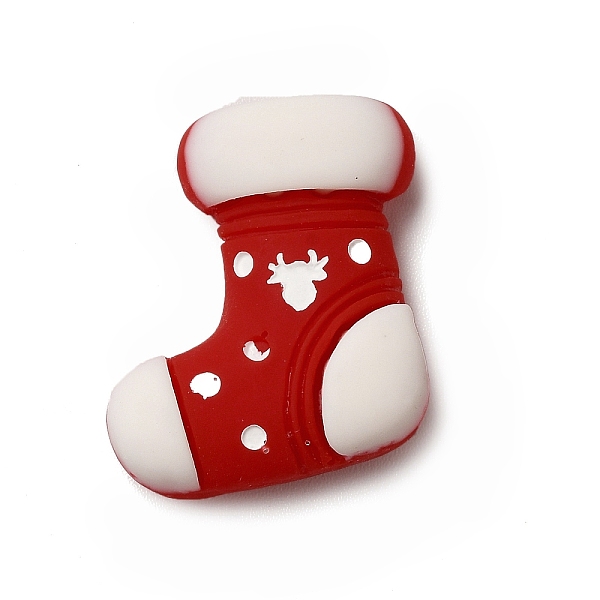 PandaHall Christmas Theme Opaque Resin Cabochons, Christmas Sock Pattern, 22x20x7mm Resin Clothes