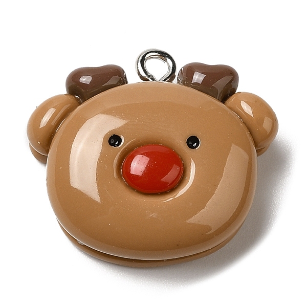 

PandaHall Christmas Opaque Resin Pendants, with Platinum Tone Iron Loops, Deer, 21x23x8.5mm, Hole: 2mm Iron+Resin Deer