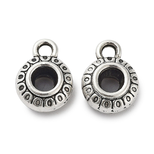 

PandaHall Tibetan Style Alloy Tube Bails, Loop Bails, Cadmium Free & Lead Free, Flat Round, Antique Silver, 12x9x5mm, Hole: 1.4mm, Inner...