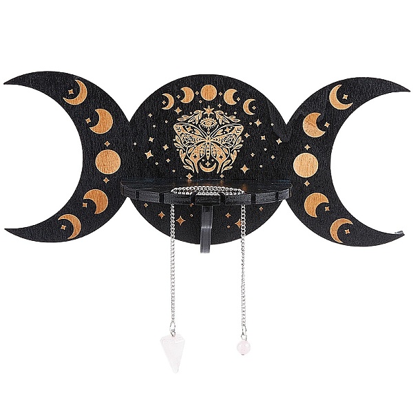 

PandaHall CREATCABIN DIY Poplar Wood Display Stand Decorations, with Natural Rose Quartz Dowsing Pendulum Pendants, Moon Pattern...