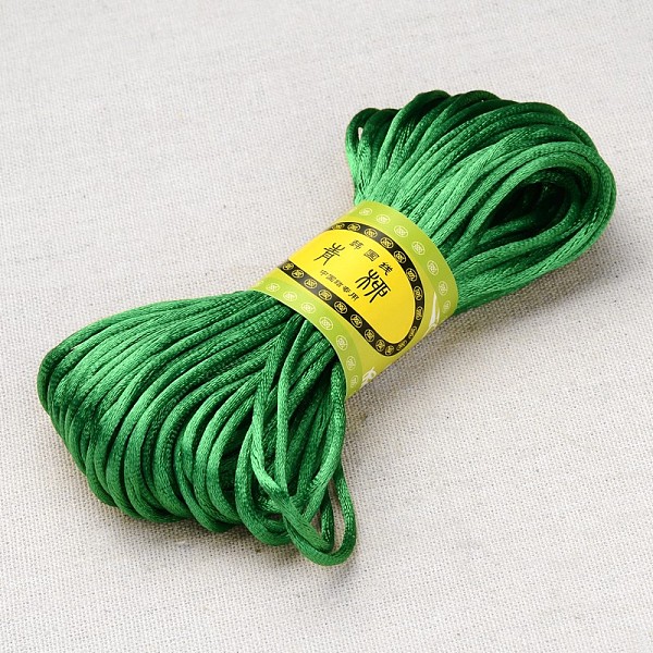 

PandaHall Polyester Rattail Satin Cord, for Chinese Knotting, Jewelry Making, Green, 2mm, about 21.87 yards(20m)/bundle, 6bundles/bag...