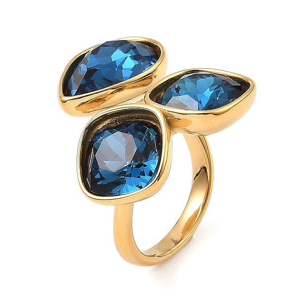 

PandaHall Teardrop & Square Glass Open Cuff Rings, Real 18K Gold Plated 304 Stainless Steel Ring, Prussian Blue, US Size 7 1/4(17.5mm) Glass...