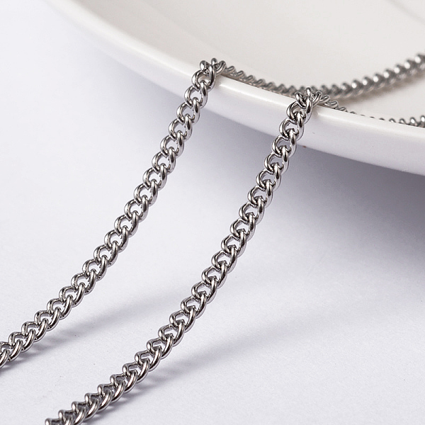 

PandaHall 304 Stainless Steel Twisted Chains Curb Chains, Unwelded, with Spool, Stainless Steel Color, 3x2x0.6mm, about 32.8 Feet(10m)/roll...