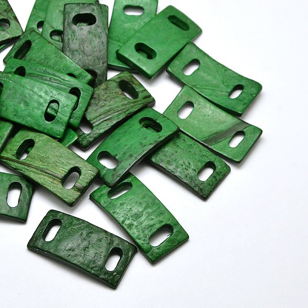 

PandaHall Dyed Rectangle Coconut Links, Green, 40x20x4~5mm, Hole: 10x4mm Coconut Rectangle Green