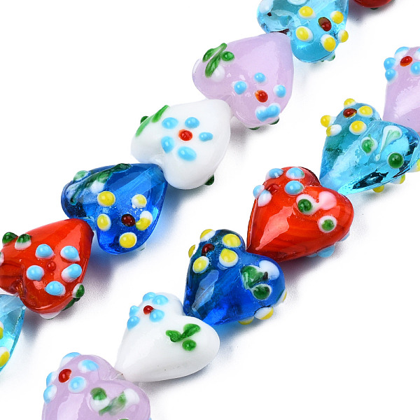 

PandaHall Handmade Bumpy Lampwork Beads Strands, Heart, Colorful, 15~16x15.5~17x10.5~11.5mm, Hole: 1.4~1.8mm, about 26pcs/strand, 14.76 inch...