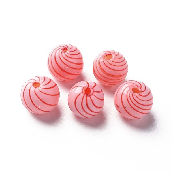 

PandaHall Handmade Blown Glass Globe Beads, Stripe Pattern, Round, Red, 12.5~13.5x12~13mm, Hole: 1~2mm Glass Round Red