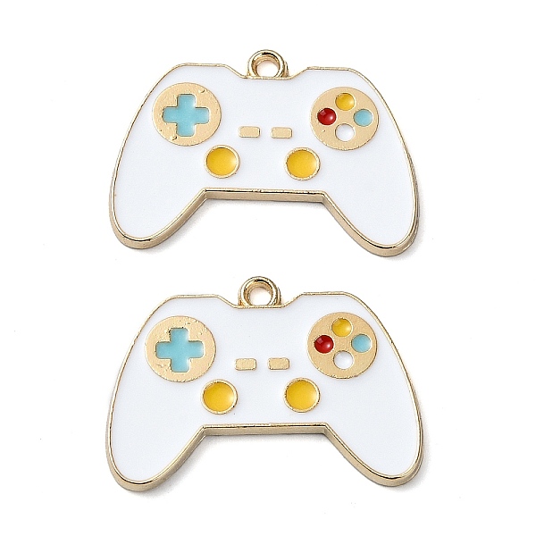 

PandaHall Rack Plating Alloy Enamel Pendants, Nickel Free, Game Console Remote Control Charm, Golden, White, 18x26x1.5mm, Hole: 1.4mm...