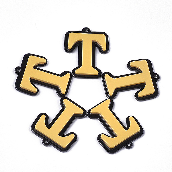 

PandaHall Cellulose Acetate(Resin) Pendants, Letter, Letter T, Gold, 37.5x30x4mm, Hole: 2mm Cellulose Acetate Letter T Gold