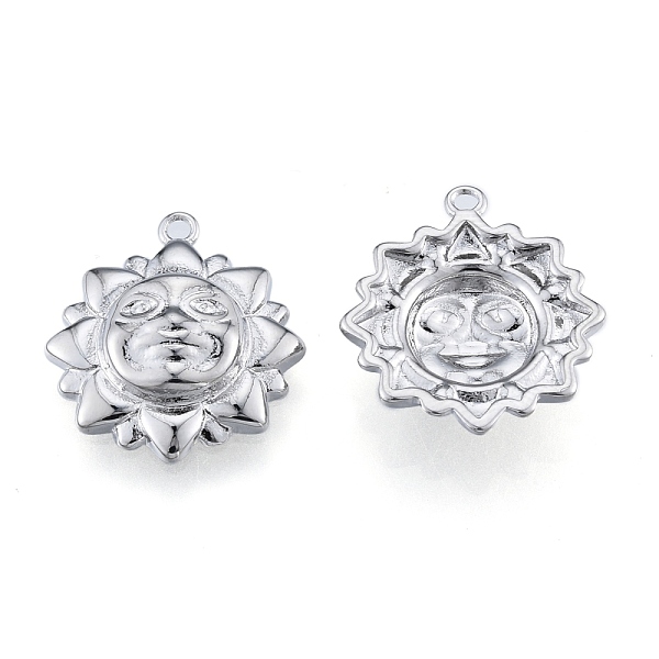 

PandaHall Brass Pendants, Cadmium Free & Nickel Free & Lead Free, Sun, Platinum, 18x16x4mm, Hole: 1.4mm Brass Sun