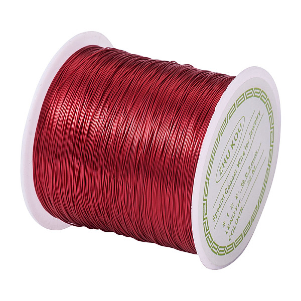 PandaHall Round Copper Wire Copper Beading Wire for Jewelry Making, Long-Lasting Plated, Red, 0.3mm, about 236.22 Feet(72m)/roll Copper...