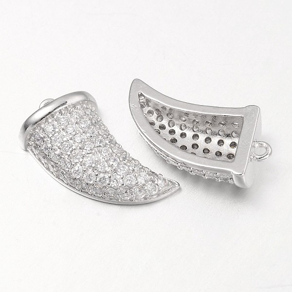 

PandaHall Italian Horn Brass Micro Pave Cubic Zirconia Charms, Platinum, 16x9x4mm, Hole: 1mm Brass+Cubic Zirconia Horn