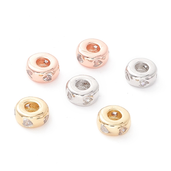 

PandaHall Brass Micro Pave Clear Cubic Zirconia Beads, Long-Lasting Plated, Cadmium Free & Lead Free, Rondelle with Heart, Mixed Color...